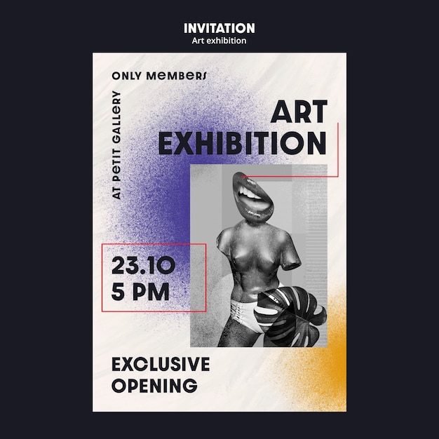 Free PSD art gallery and exhibition invitation template