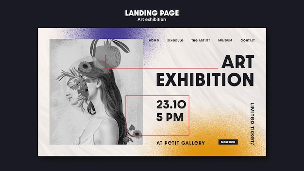 Free PSD art gallery and exhibition landing page template