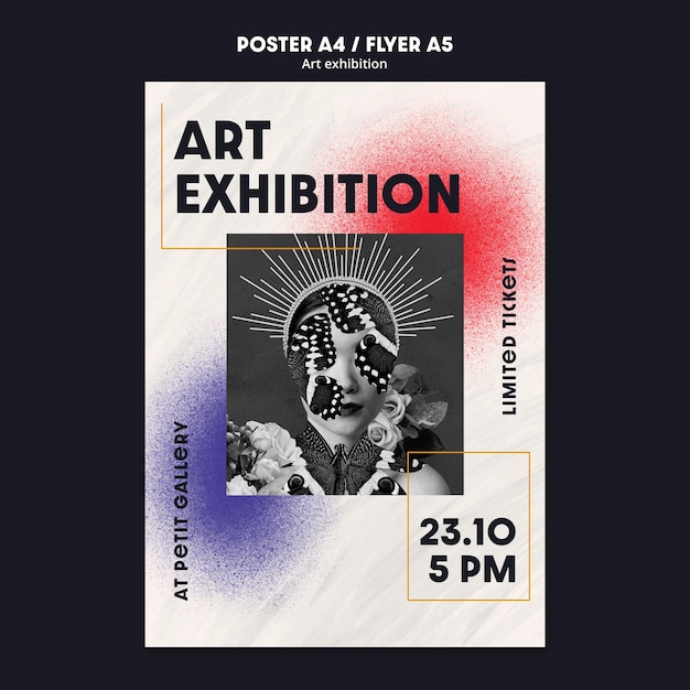 Art gallery and exhibition vertical poster template