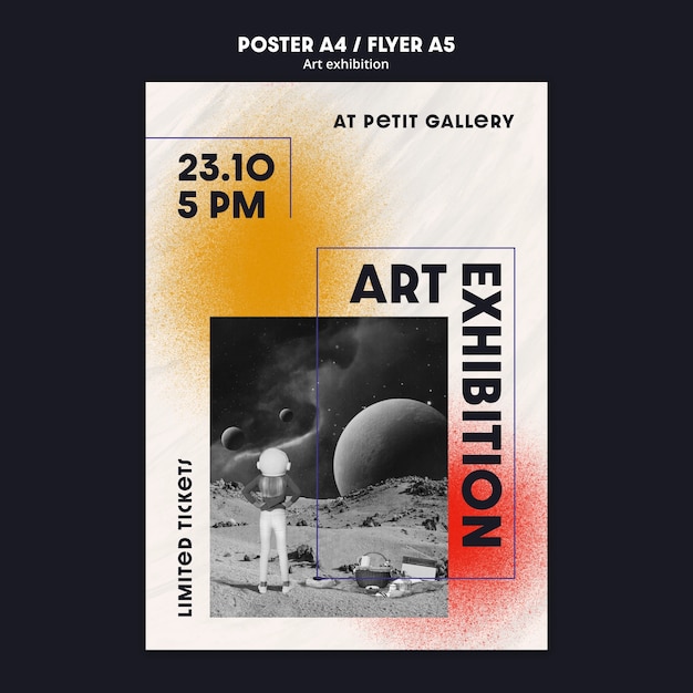 Free PSD art gallery and exhibition vertical poster template