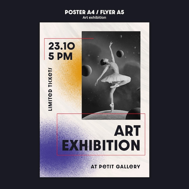 Free PSD art gallery and exhibition vertical poster template