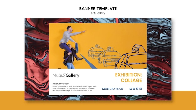 Free PSD art gallery horizontal banner template