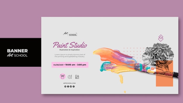 Free PSD art school banner template