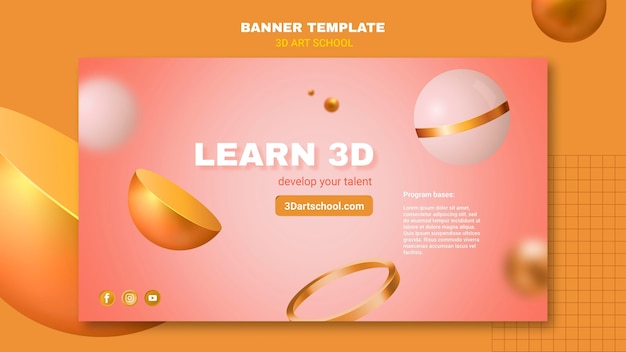 Free PSD art school  banner template