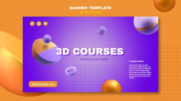 Art school  horizontal banner template