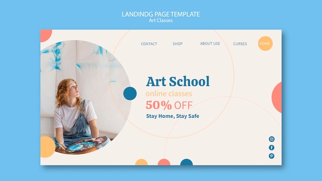 Free PSD art school landing page template