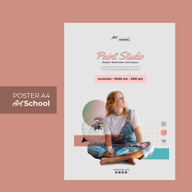 Free PSD art school poster template