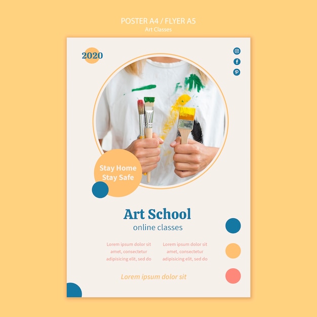 Free PSD art school poster template