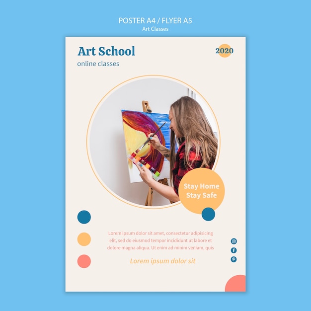 Free PSD art school poster template