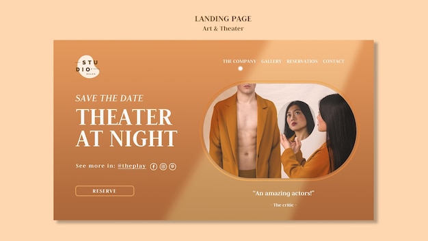 Free PSD art and theater ad template landing page 