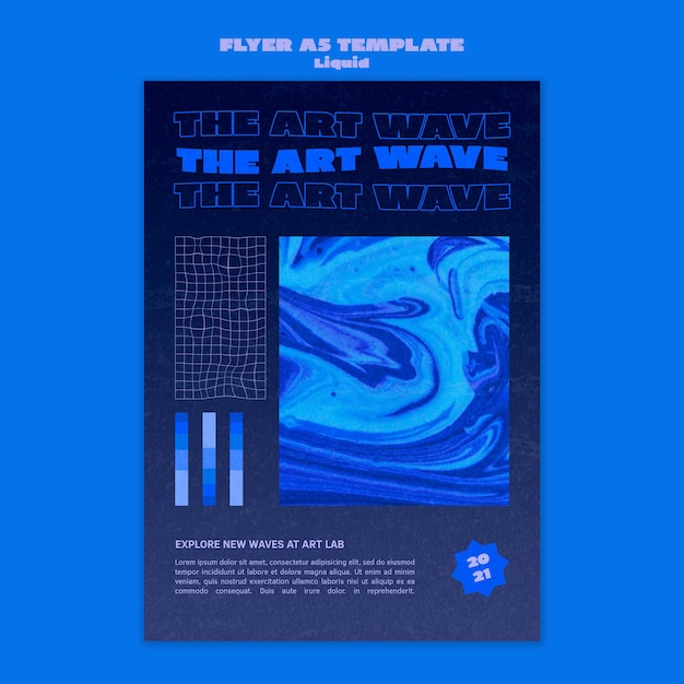 Free PSD art wave flyer template