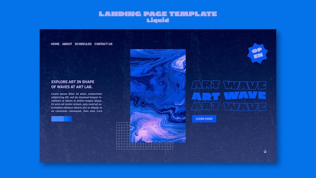 Free PSD art wave landing page template