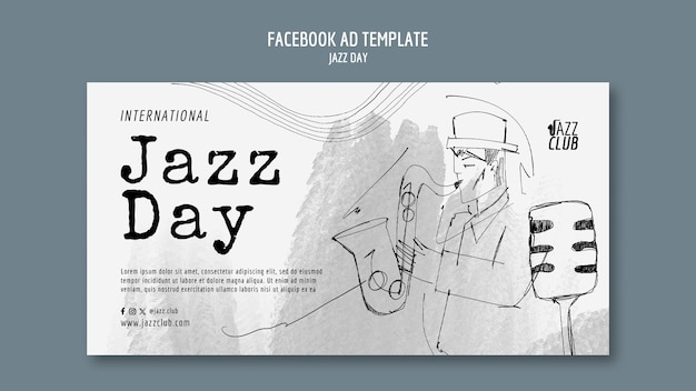 Free PSD artistic jazz day facebook ad template