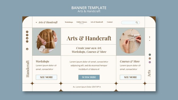 Arts and crafts banner template design