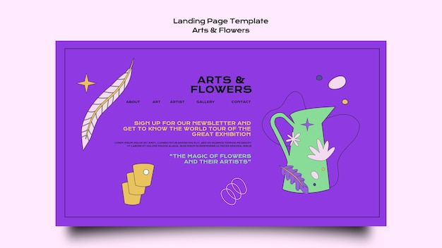 Free PSD arts and flowers web template