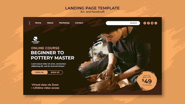 Free PSD arts and hand craft landing page