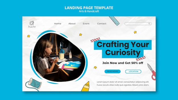 Free PSD arts and handcraft landing page design template