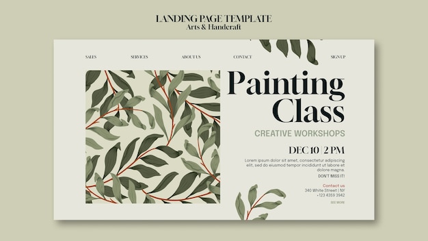 Free PSD arts and handcraft landing page template