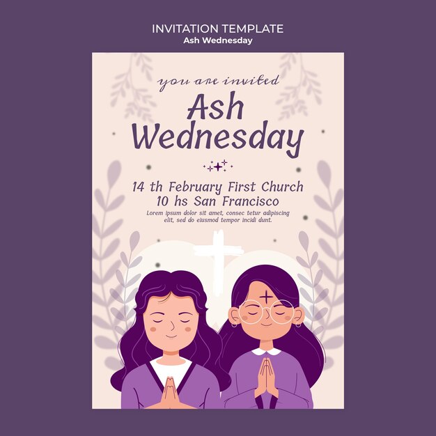 Ash wednesday celebration invitation template