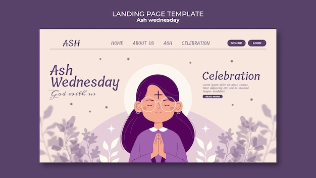 Free PSD ash wednesday celebration landing page template