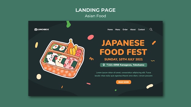 Free PSD asian food landing page template