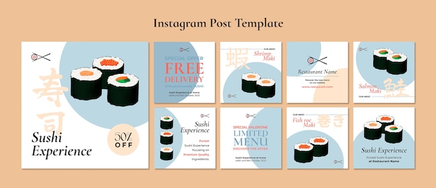 Free PSD asian restaurant instagram posts template