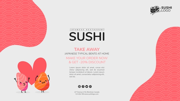 Free PSD asian sushi restaurant banner template