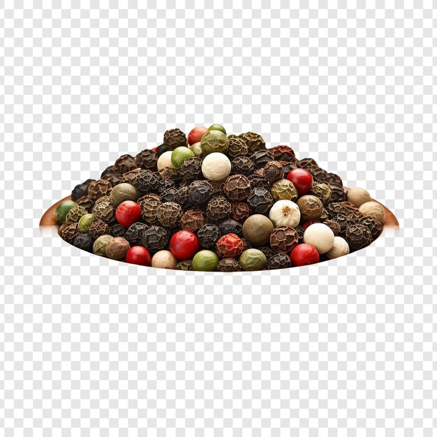 Free PSD assorted peppercorns in a bowl close up isolated on transparent background