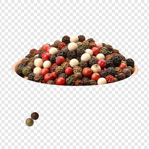 Free PSD assorted peppercorns in a bowl close up isolated on transparent background