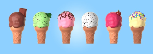 Free PSD assortment of ice creams mock-up