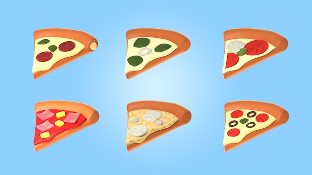 Free PSD assortment of pizza slices mock-up