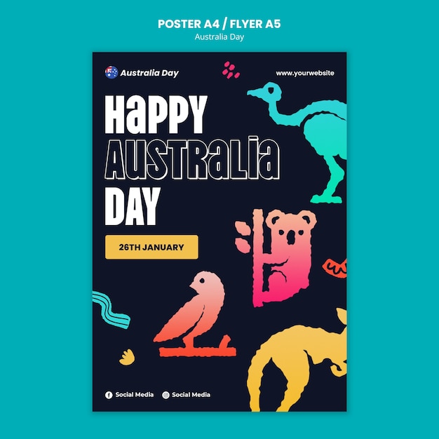 Free PSD australia day celebration poster template