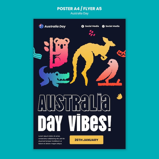 Free PSD australia day celebration poster template