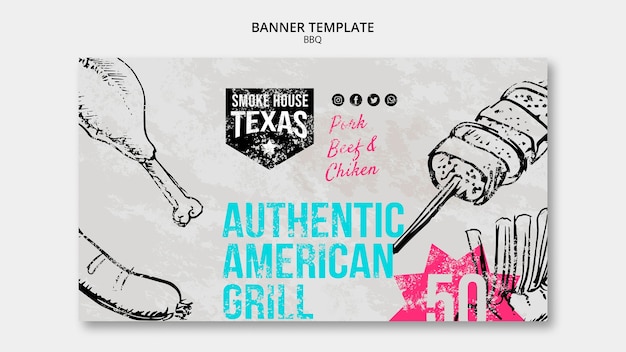 Free PSD authentic american grill banner template