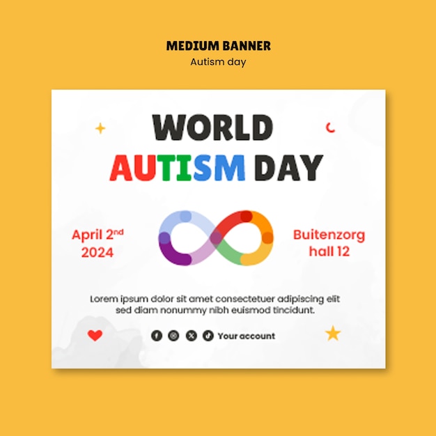 Free PSD autism day celebration  banner template