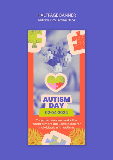 Free PSD autism day celebration  banner template