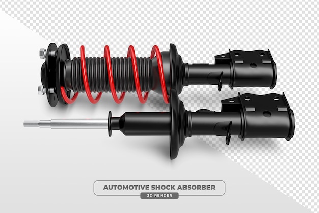 Automotive shock absorber in 3d render with transparent background