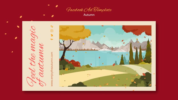 Autumn celebration social media promo template with landcape