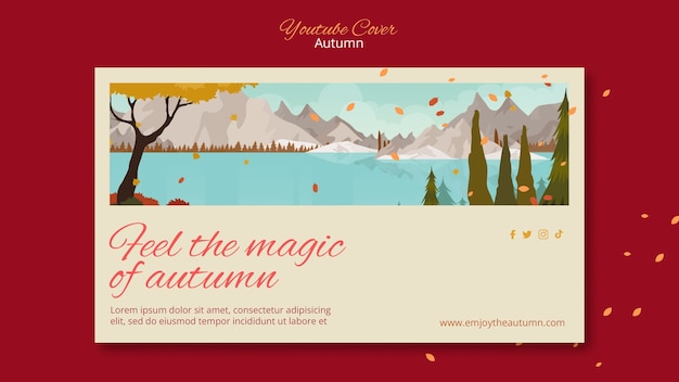 Autumn celebration youtube cover template with landcape