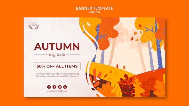 Free PSD autumn concept banner template