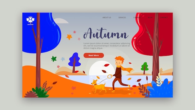 Free PSD autumn concept landing page design