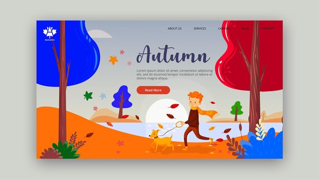 Free PSD autumn concept landing page design