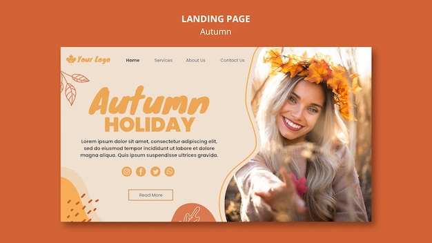 Autumn concept landing page template