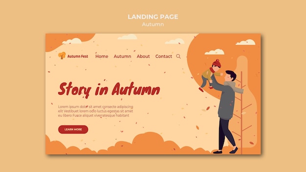 Free PSD autumn concept landing page template