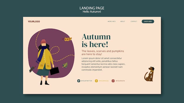 Free PSD autumn concept landing page template