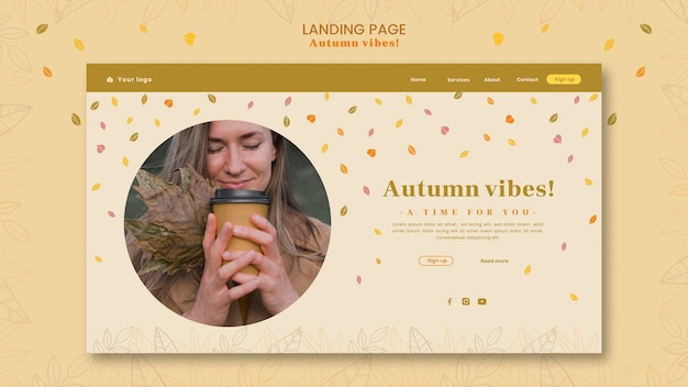 Free PSD autumn concept landing page template