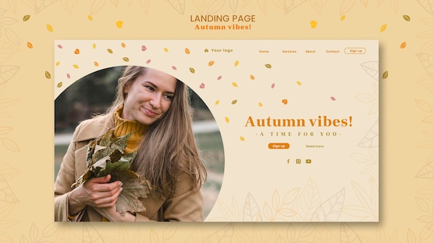 Free PSD autumn concept landing page template