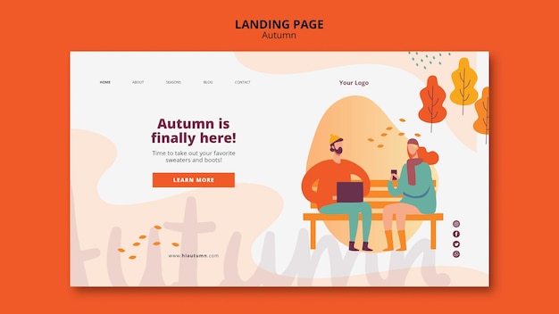 Free PSD autumn concept landing page template