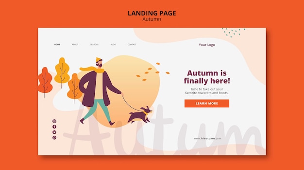 Free PSD autumn concept landing page template