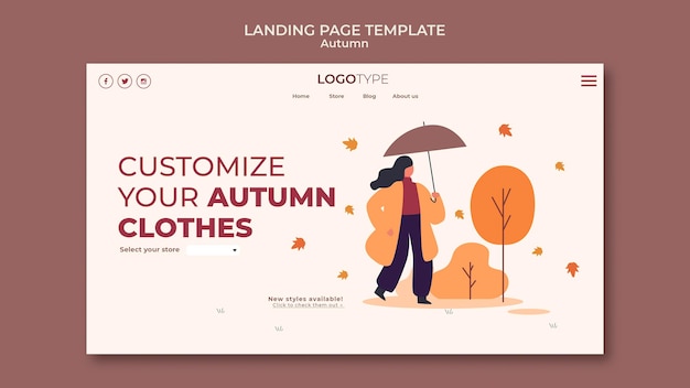 Free PSD autumn concept landing page template